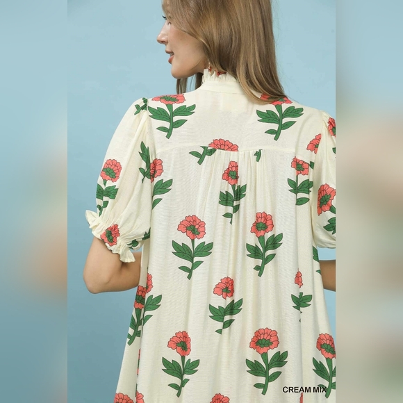 Umgee Floral Print Babydoll Dress - Picture 4 of 8